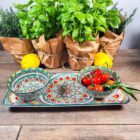 keramieken borrelplank met groen schaaltje | Tafel beleving
