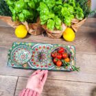 keramieken borrelplank met groen schaaltje | Tafel beleving